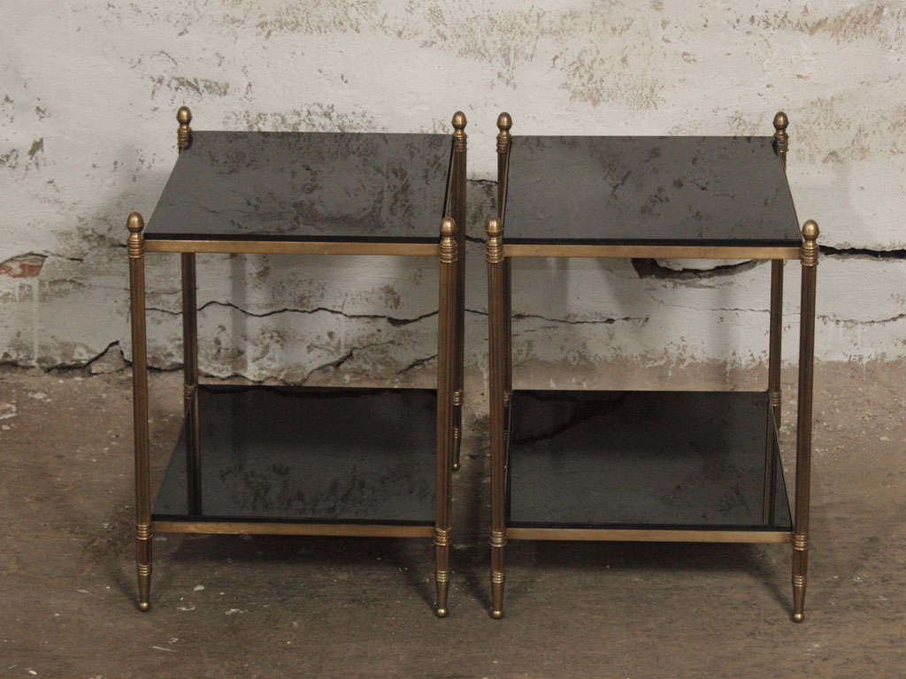 Pair of Elegant French Brass and Black Granite Side Tables 6