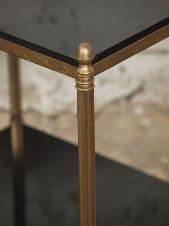 Pair of Elegant French Brass and Black Granite Side Tables 1