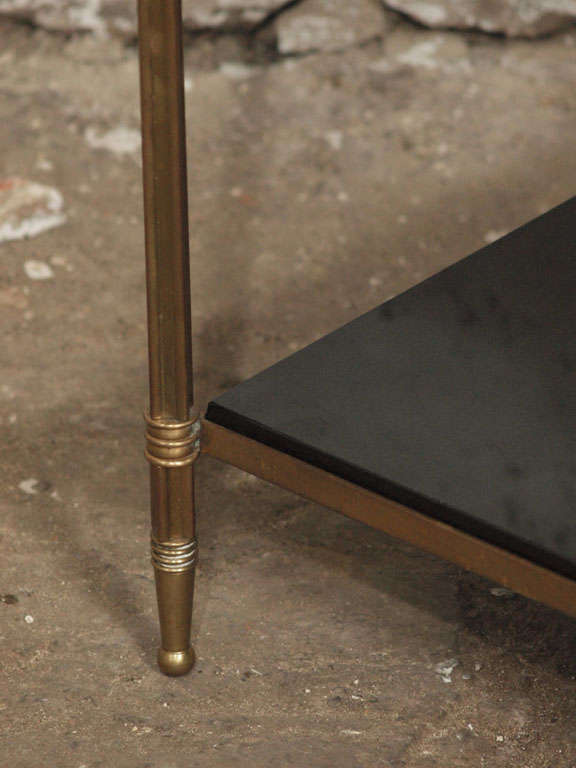 Pair of Elegant French Brass and Black Granite Side Tables 2