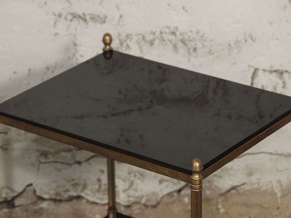 Pair of Elegant French Brass and Black Granite Side Tables 3