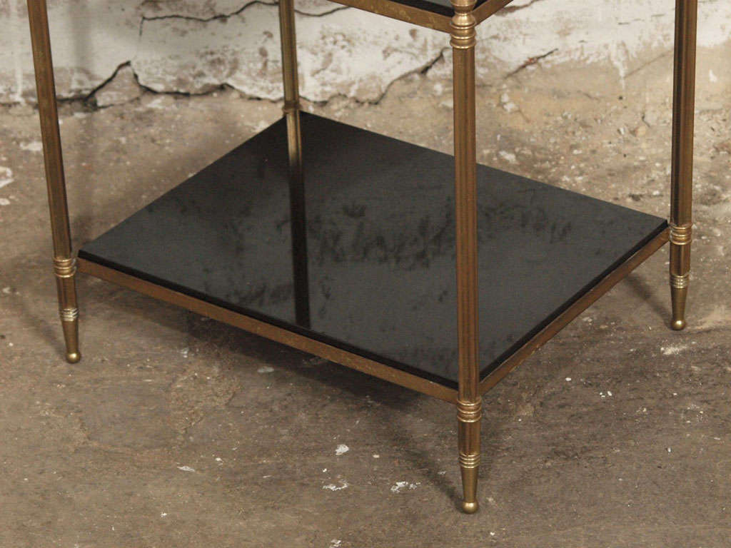 Pair of Elegant French Brass and Black Granite Side Tables 4