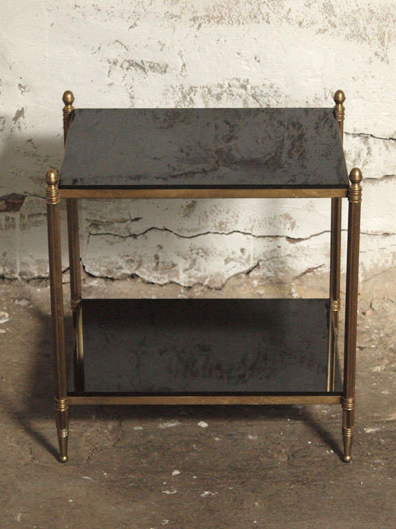 Pair of Elegant French Brass and Black Granite Side Tables 5