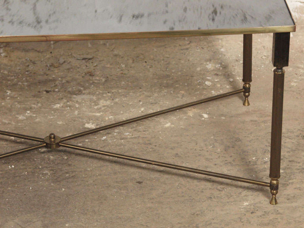 20th Century Refined Maison Bagues Style Brass and Mirror Coffee Table