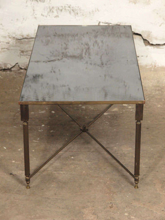 Refined Maison Bagues Style Brass and Mirror Coffee Table 1