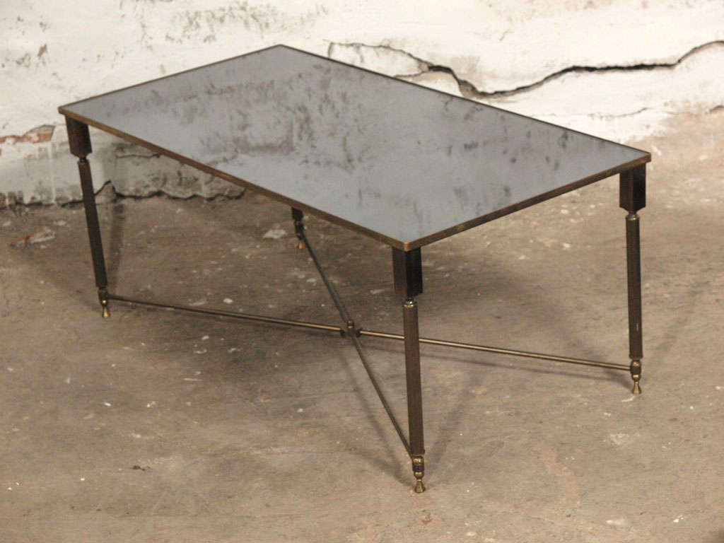 Refined Maison Bagues Style Brass and Mirror Coffee Table 2