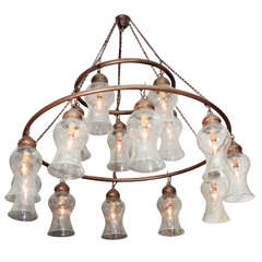 Egyptian Handblown Chandelier with Clear Bell-Shaped Glass
