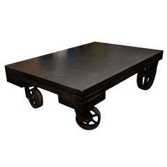American Reclaimed Industrial Cart Coffee Table on Wheels