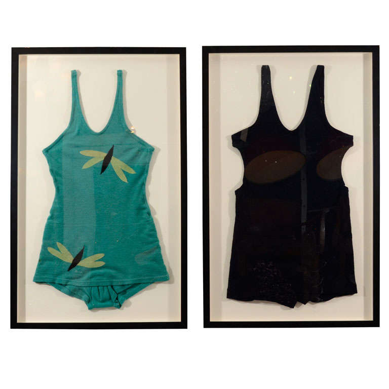 Framed Pair of 1930's Bathing Suits