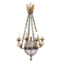 Vintage Crystal Orb Neoclassical Chandelier