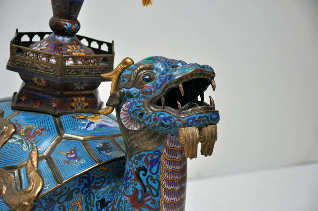 20th Century Pair of Palatial Cloisonne Chinese Earthquake Detectors