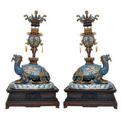 Pair of Palatial Cloisonne Chinese Earthquake Detectors