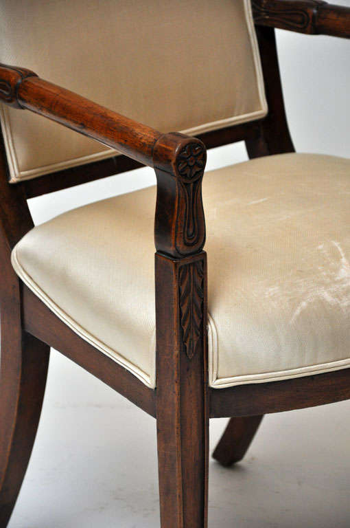 19th Century Pair of Empire Mahogany Consulate Chairs, France, 1800 For Sale