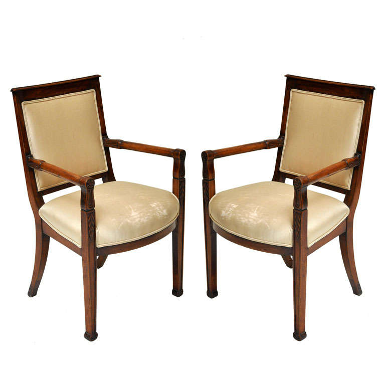 Pair of Empire Mahogany Consulate Chairs, France, 1800 For Sale