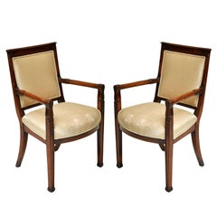 Pair of Empire Mahogany Consulate Chairs, France, 1800
