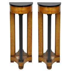 Pair of French Art Deco Demilune Console Tables