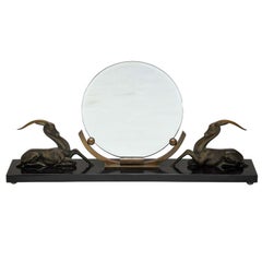 Antique Art Deco Bronze Gazelle Mirror in the manner of Rembrandt Bugatti, Paris, 1920