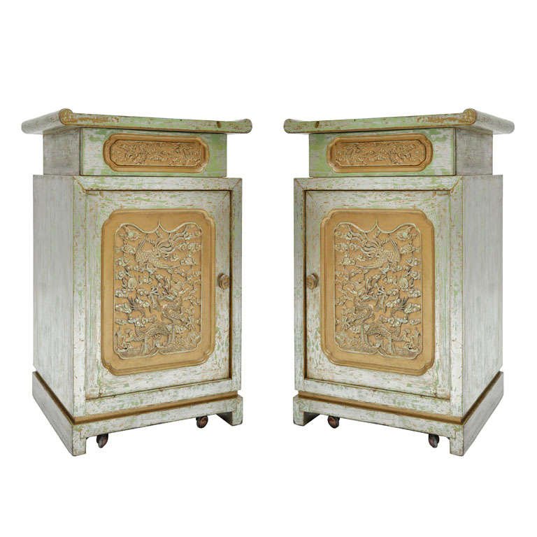 Pair of End Tables in the Manner of James Mont For Sale