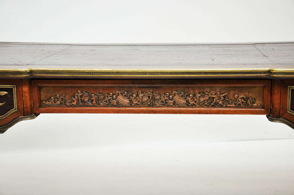 Appliqué Palatial Neoclassical Style Bureau Plat after Jean-Henri Riesener, France, 1860 For Sale