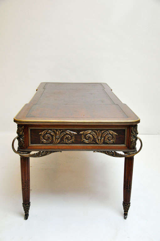 Bronze Palatial Neoclassical Style Bureau Plat after Jean-Henri Riesener, France, 1860 For Sale