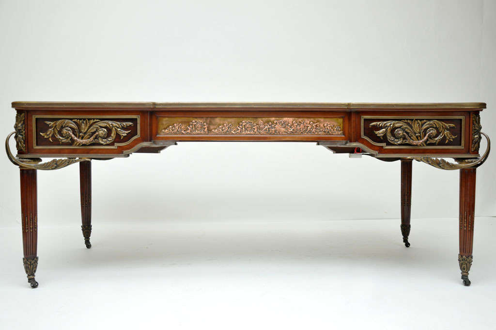 French Palatial Neoclassical Style Bureau Plat after Jean-Henri Riesener, France, 1860 For Sale