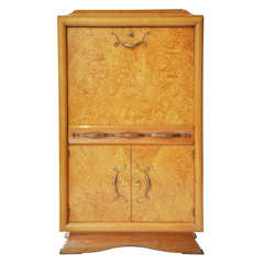 French Art Nouveau Cabinet in the Manner of Jules Leleu - Fall Front Bar 4