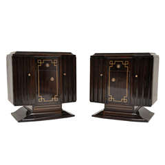 Antique Pair of Art Deco Macassar Cabinets in the style of Ruhlmann