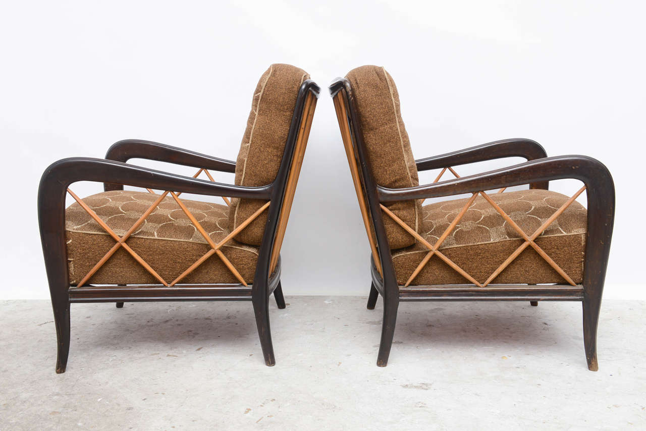 Italian Open-Vented Lounge Chairs Attributed to Paolo Buffa 1
