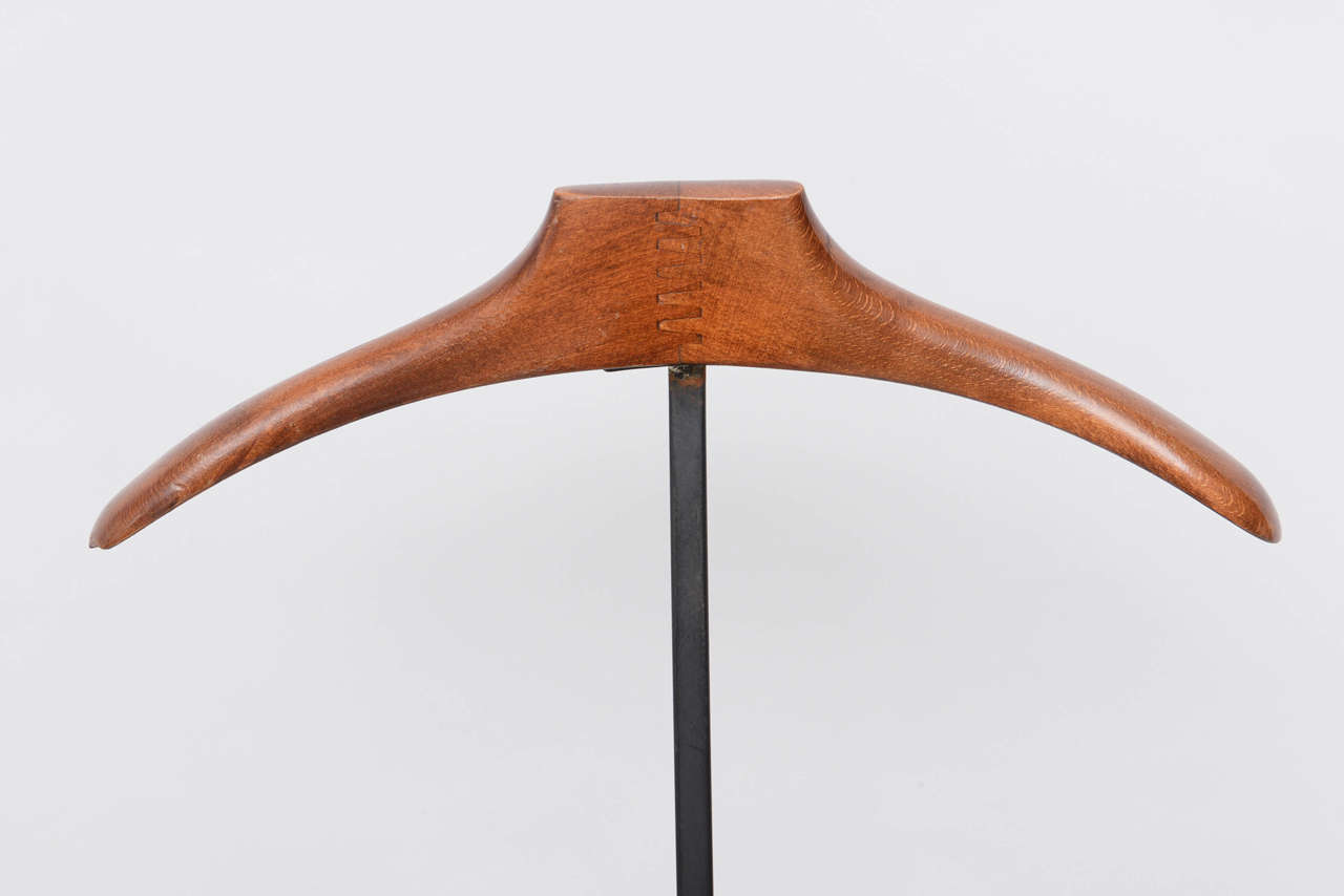 Mid-Century Modern French Wood and Brass Men's Valet Stand, Coat Stand 2