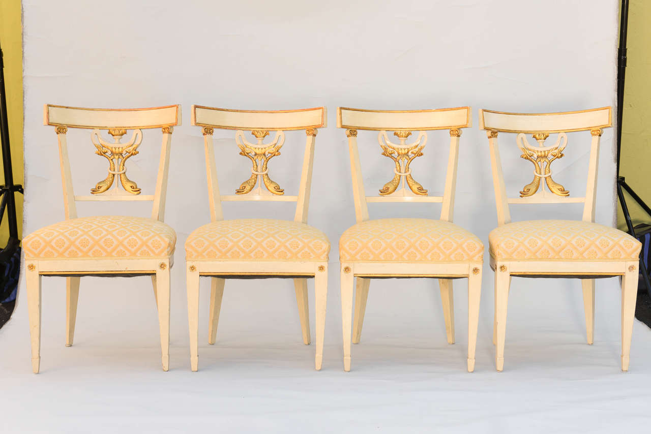 Set of Four Italian Directoire Style Chairs, circa 1920s