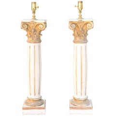 Pair of 19th Century Italian Fragment Column Lamps