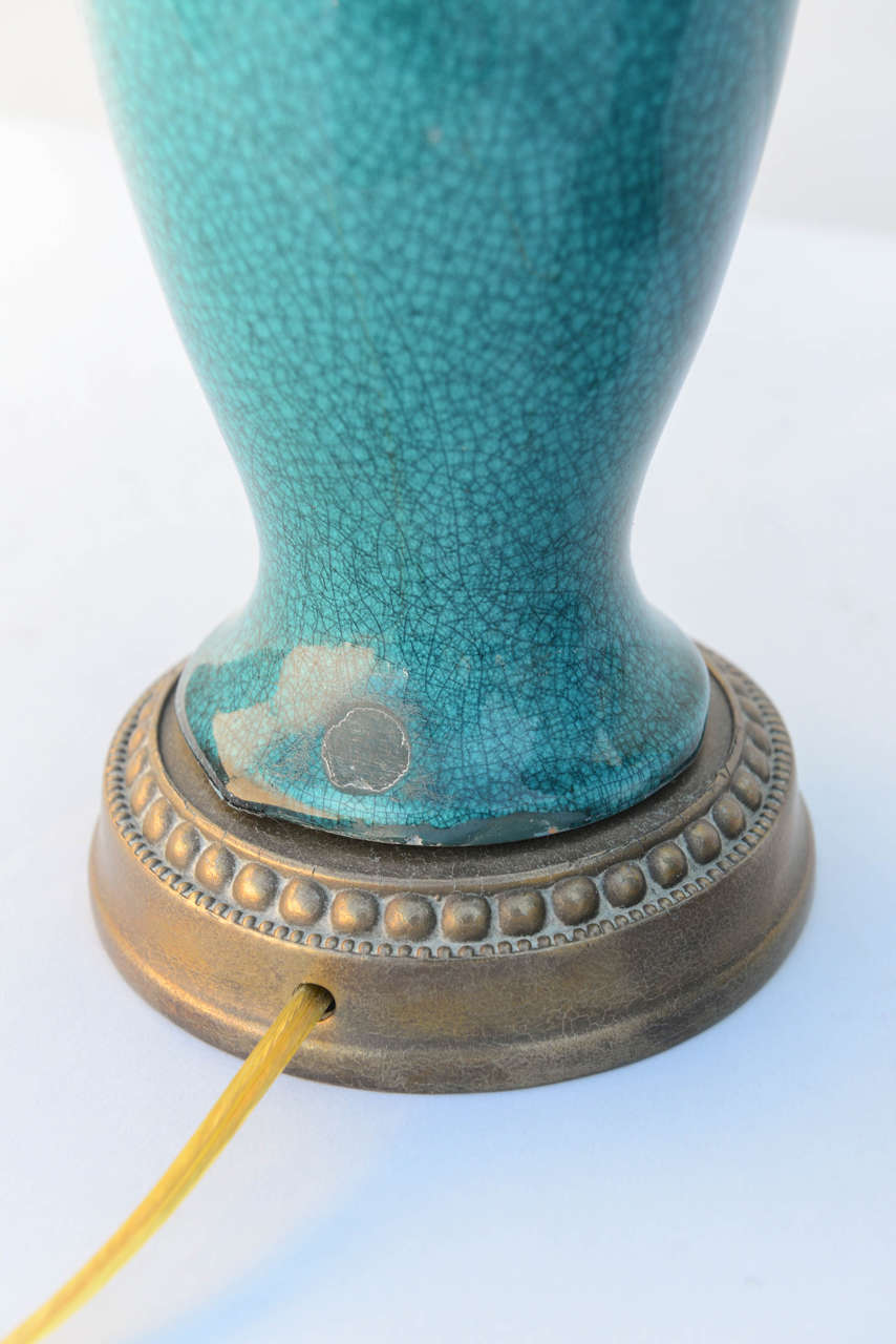 Pair of Turquoise Glazed 19th Century Chinese Vase Lamps 3