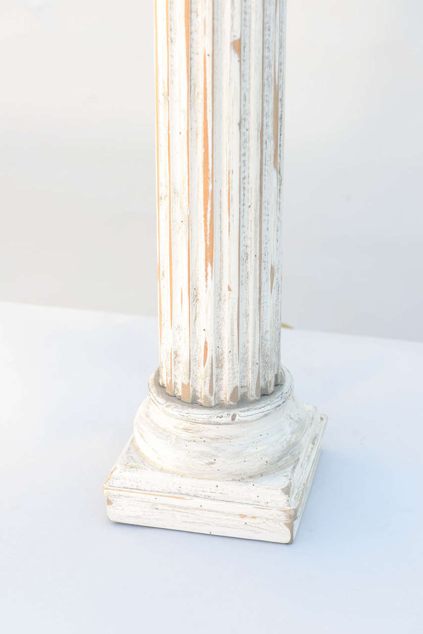 Pair of Carved Wood Column Lamps 3