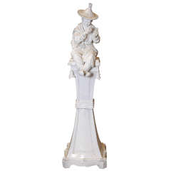 Pair of Large Chinese Figures on Pedestals