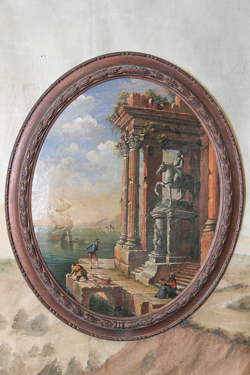 19th Century Continental Oval Oil Painting 4