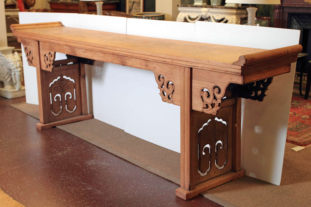 19th Century Chinese Bleached Elmwood Altar Table 6