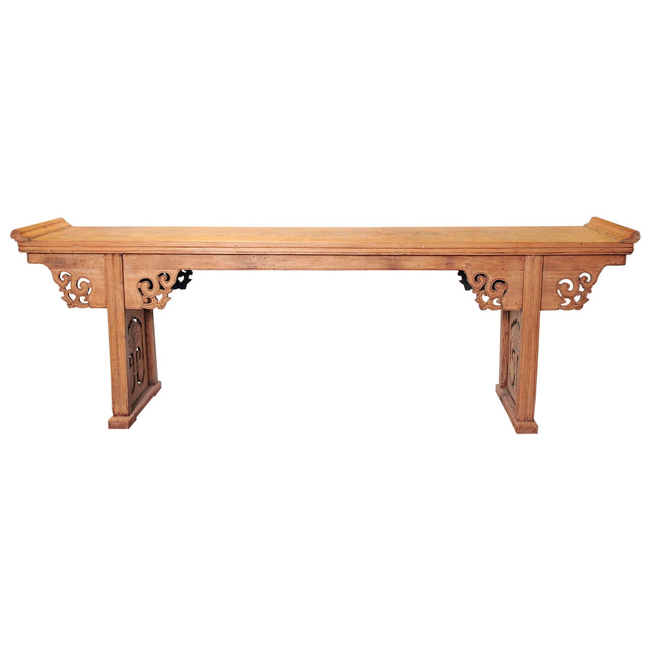 19th Century Chinese Bleached Elmwood Altar Table