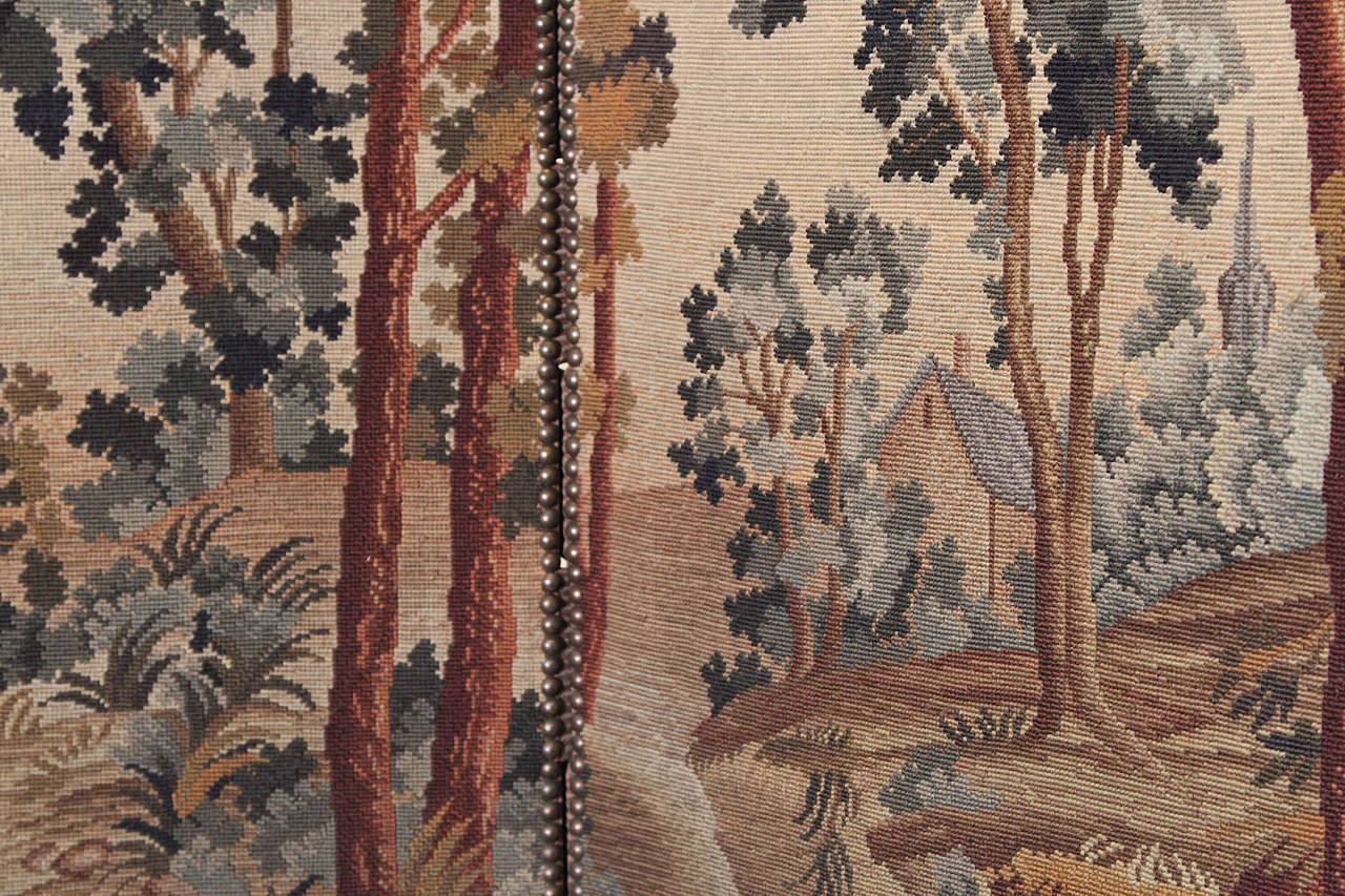 Brass 19th Century Tapestry Screen