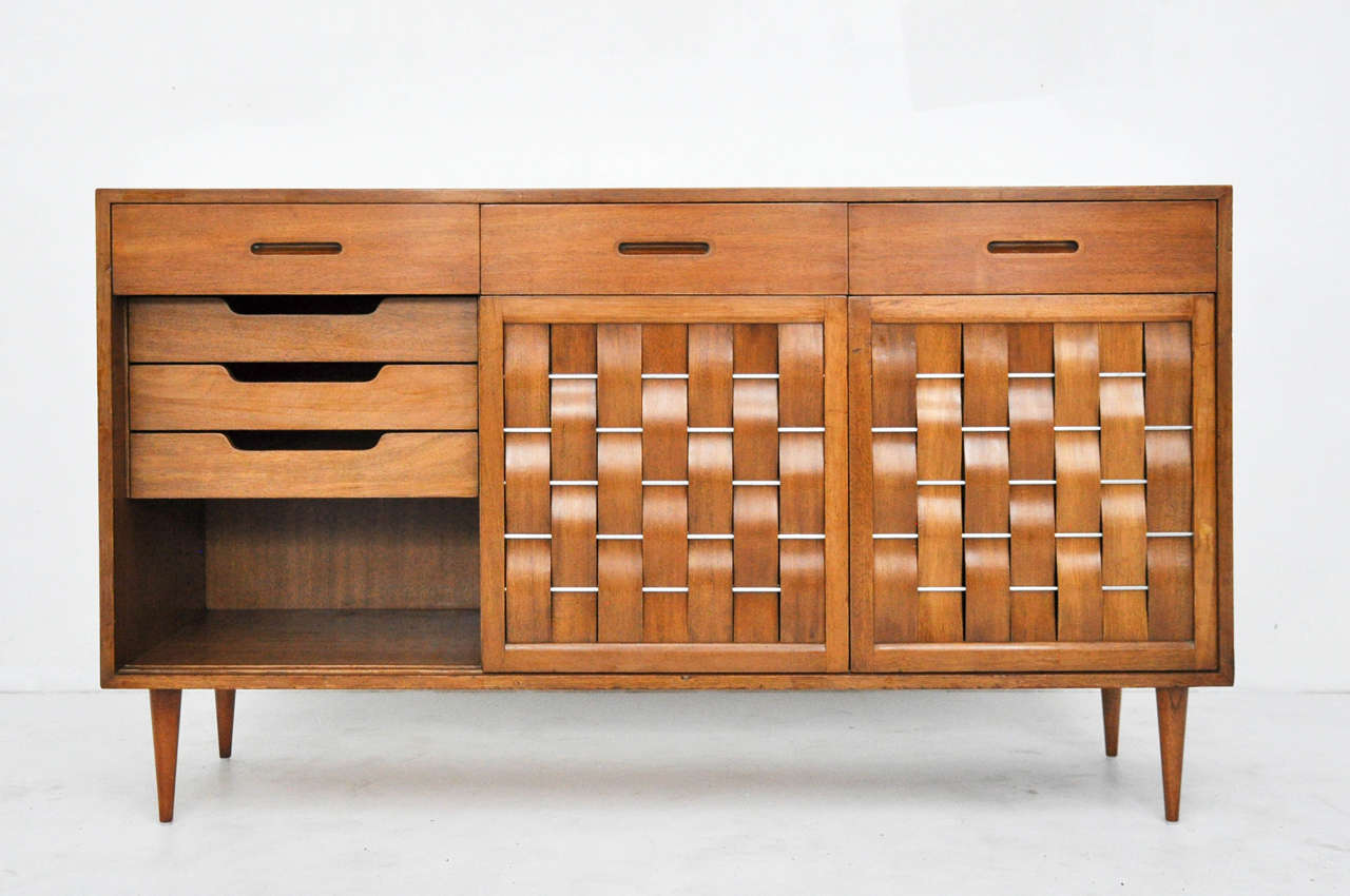 Dunbar Woven-Front Credenza by Edward Wormley In Good Condition In Chicago, IL