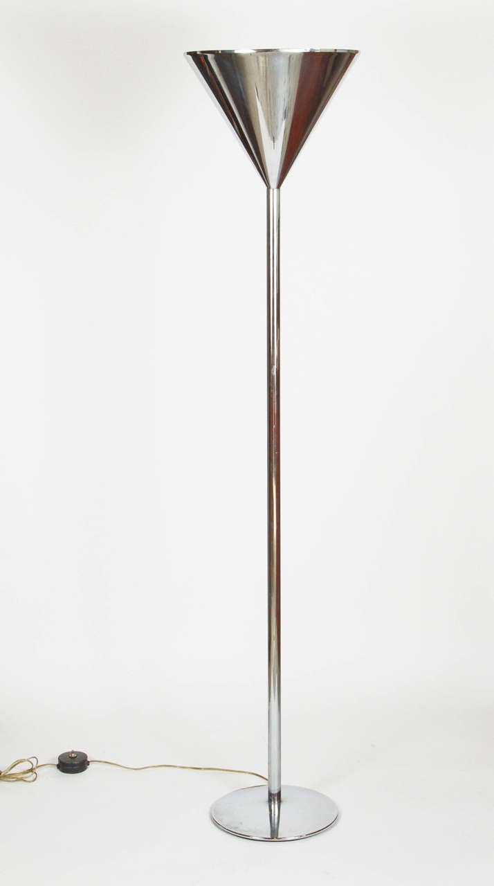 Chrome torchiere floor lamp by Reggiani, Italy.