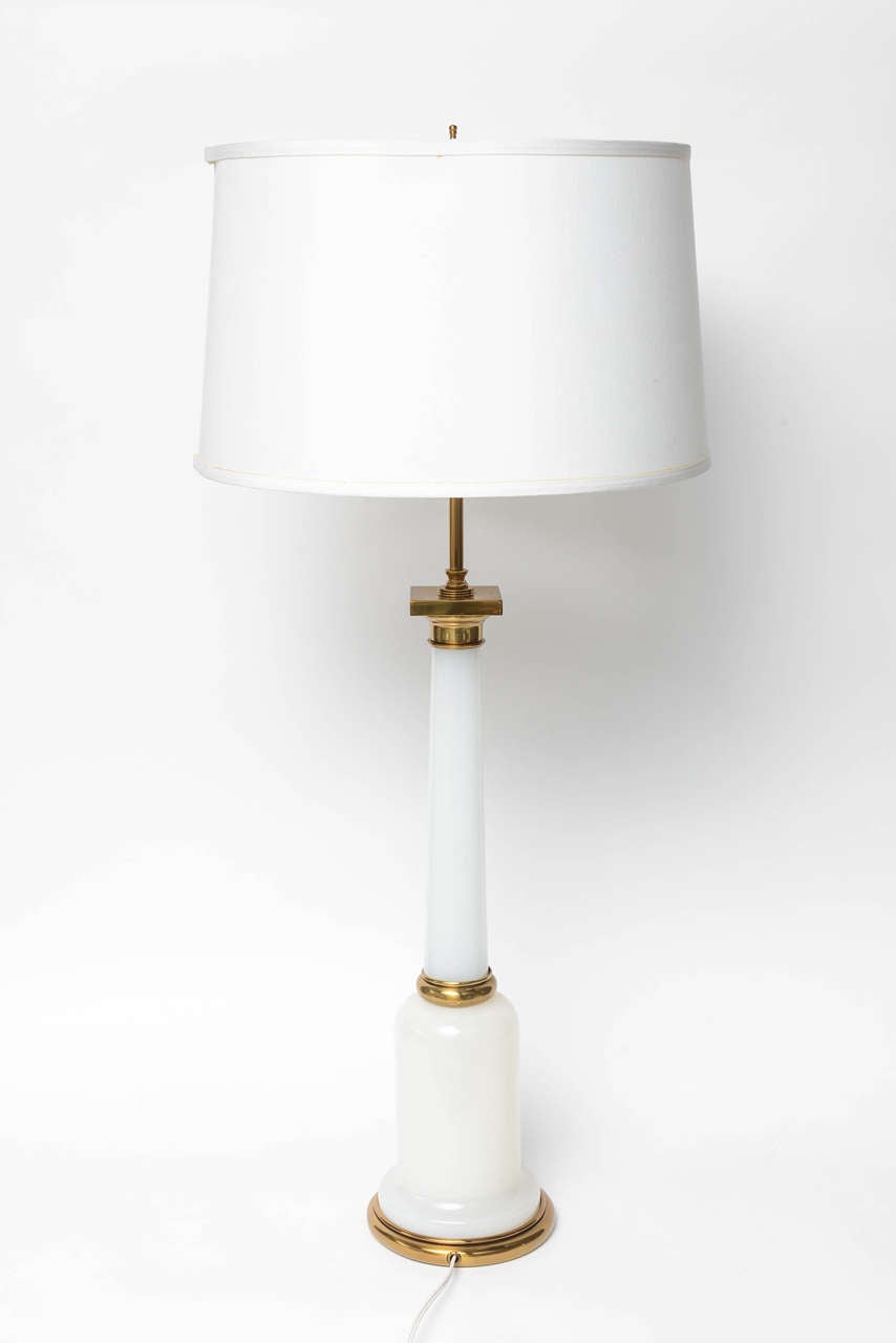 Elegant, Tall French Opaline Lamps with Bronze Mounts 1