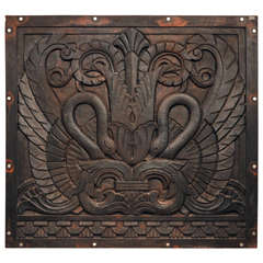 Iron Art Deco Swan Panel
