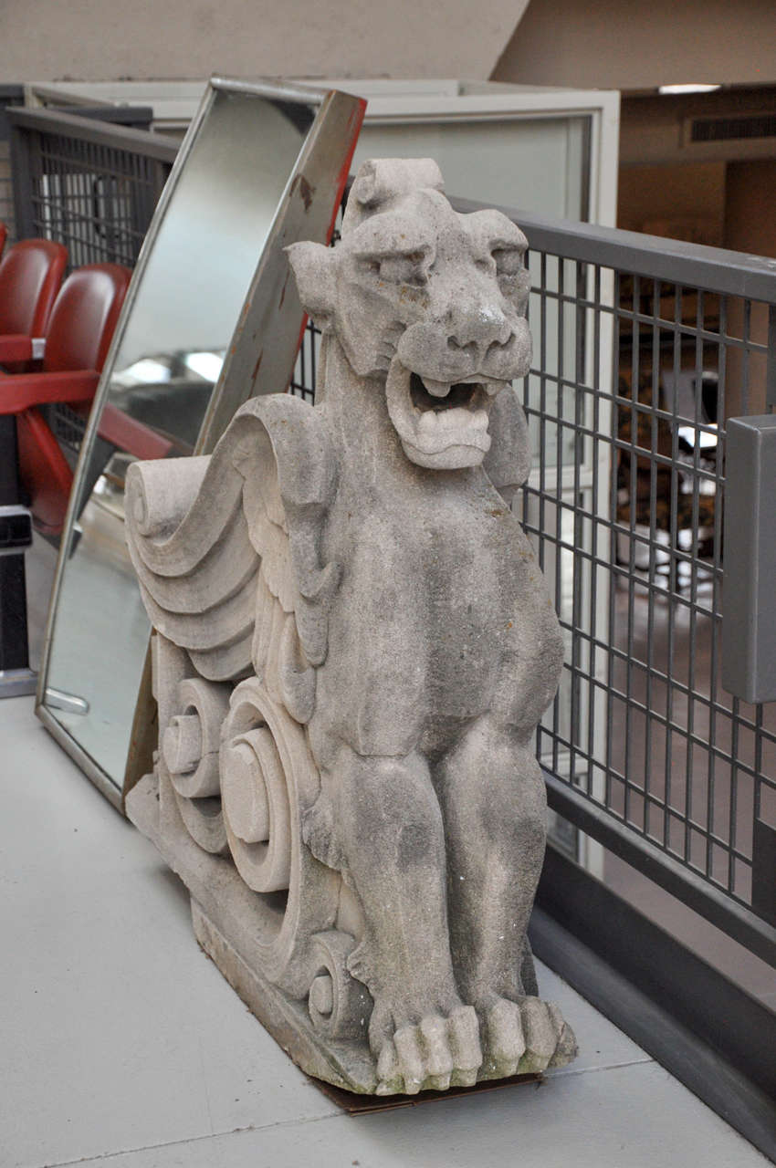 Pair of Limestone Griffins 1
