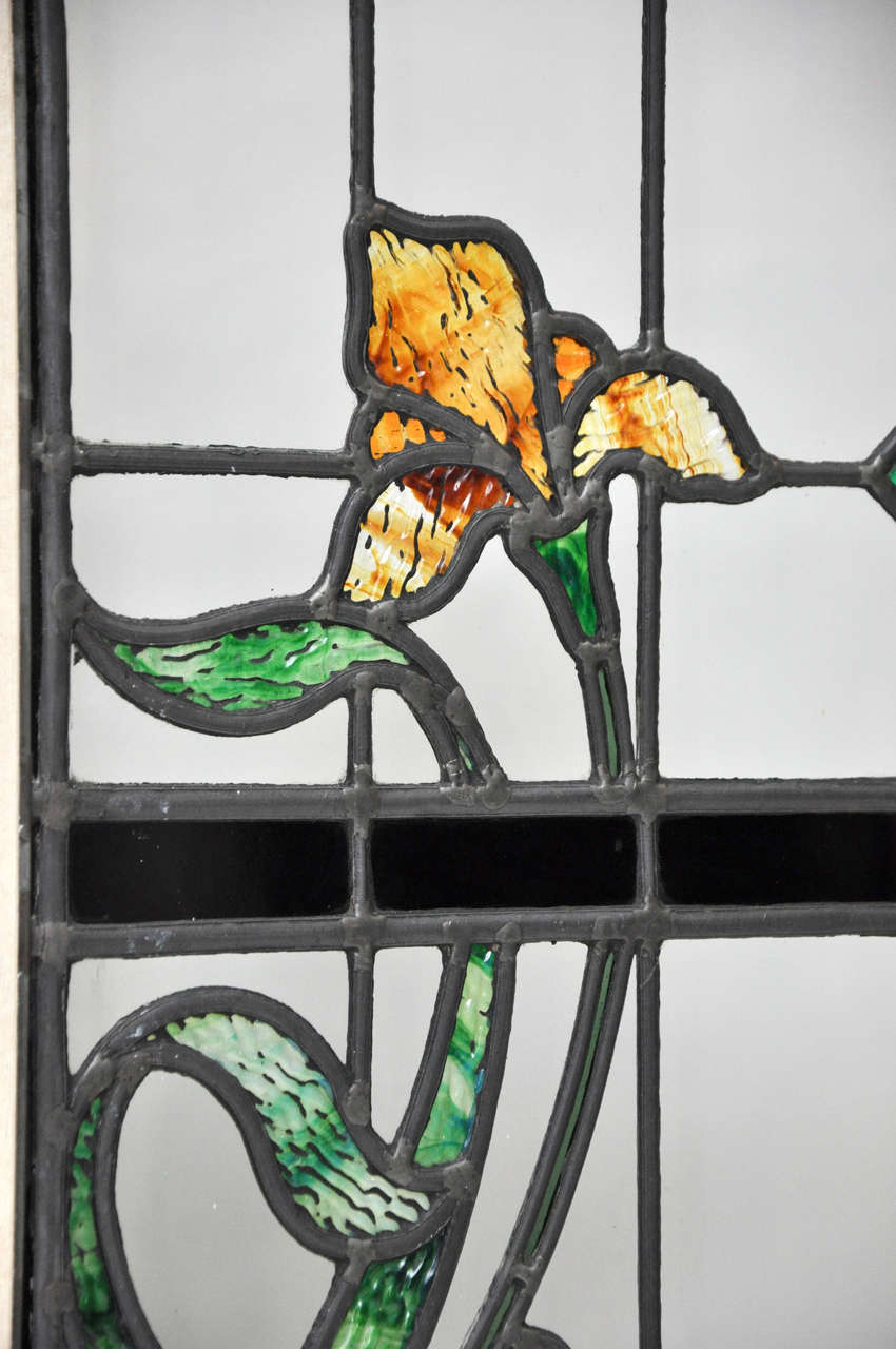 19th Century Set of Four French Art Nouveau Stained Glass Windows