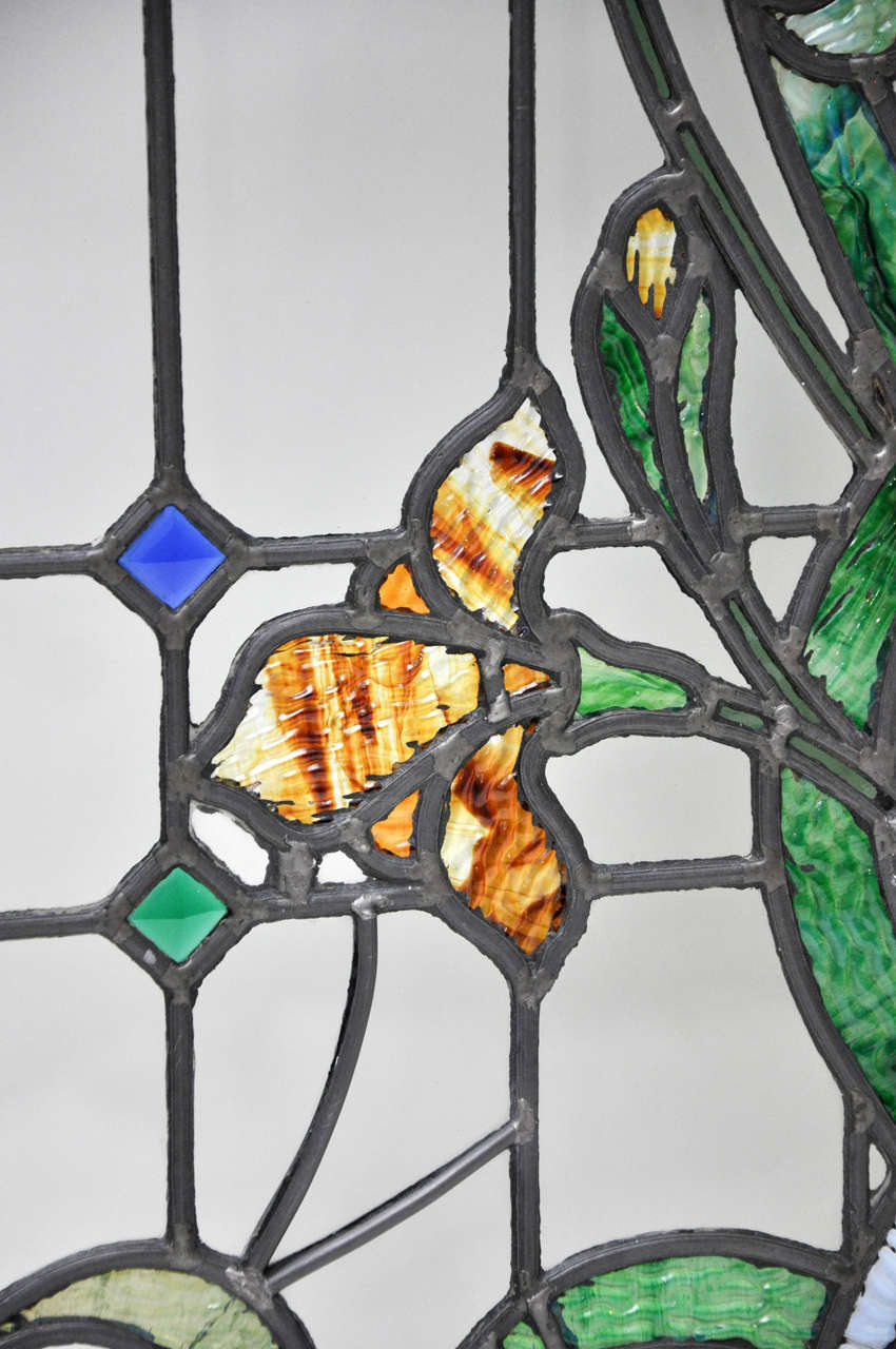 Set of Four French Art Nouveau Stained Glass Windows 2