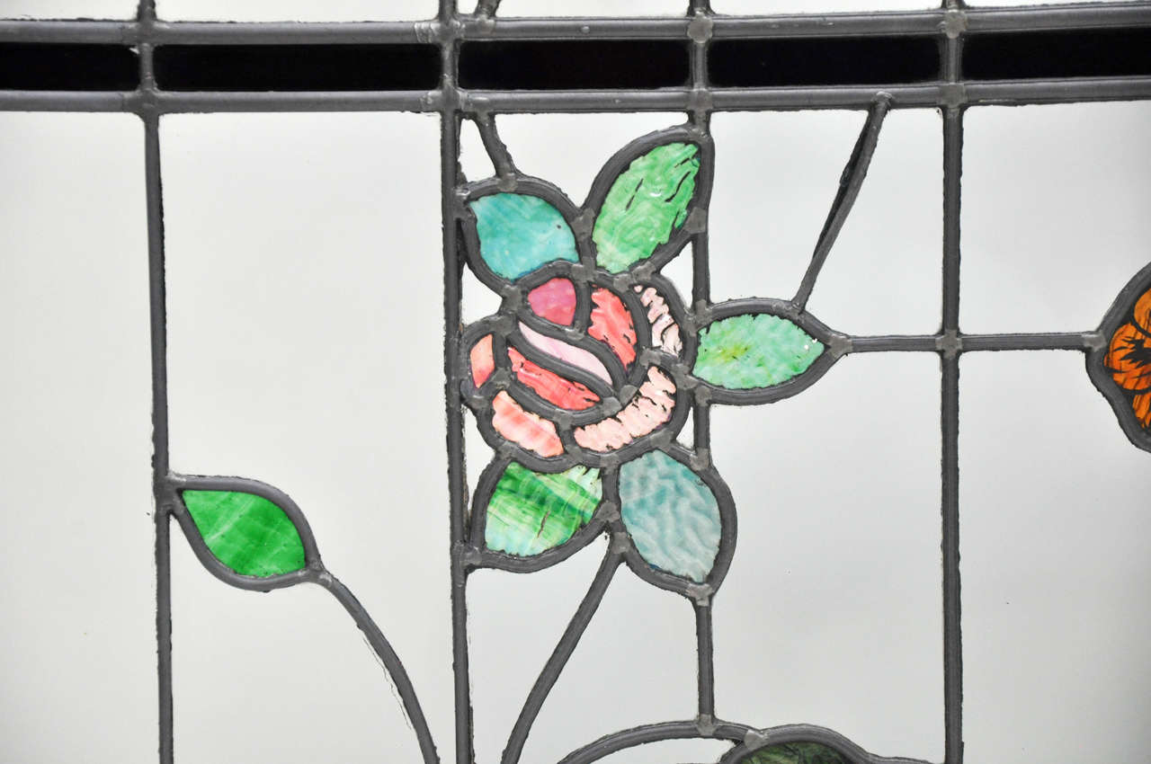 Set of Four French Art Nouveau Stained Glass Windows 5