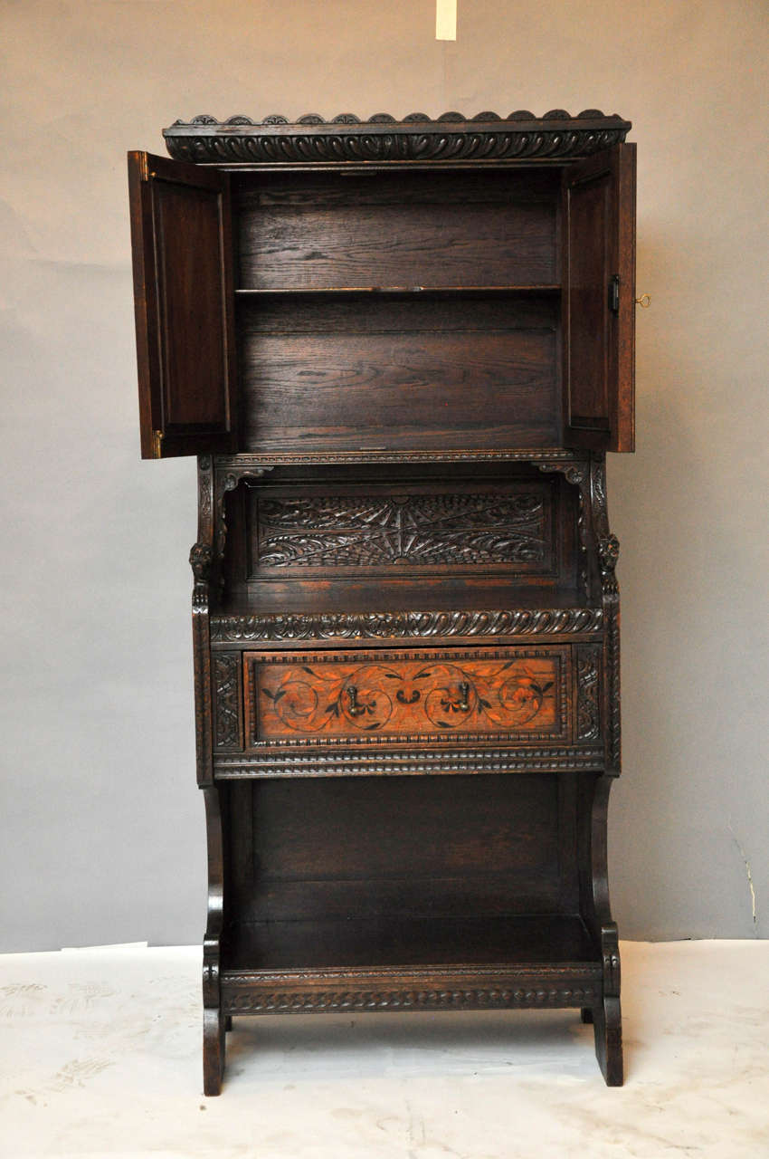 Aesthetic Movement Hand-Carved Cabinet or Dry Bar, London, England, 1880 For Sale 1