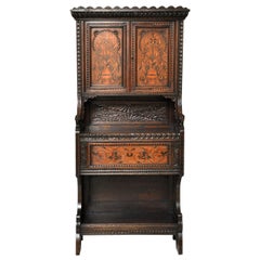 Antique Aesthetic Movement Hand-Carved Cabinet or Dry Bar, London, England, 1880