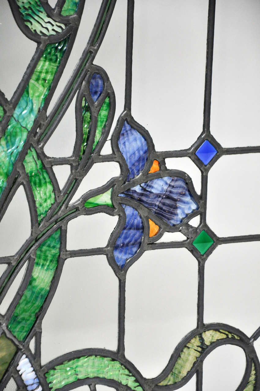 Set of Four French Art Nouveau Stained Glass Windows at 1stdibs