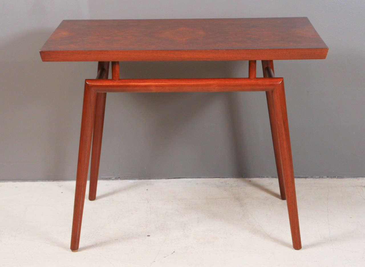 Walnut burl side table by T.H. Robsjohn-Gibbings.