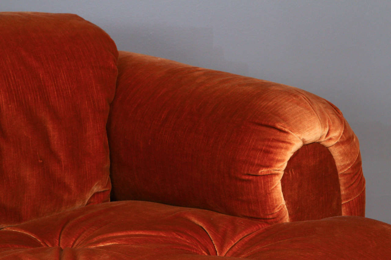 Copper Velvet Loveseat by Milo Baughman for Directional In Excellent Condition In Los Angeles, CA